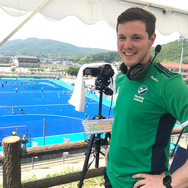 Brian McClelland supporting the Irish Women's hockey squad in Argentina (2018 Graduate)